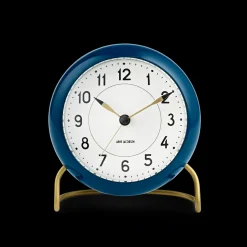 Arne Jacobsen Clocks Station Bordur Ø11 cm petroleum/hvit