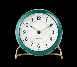 Arne Jacobsen Clocks Station Bordur Ø11 cm grønn/hvit