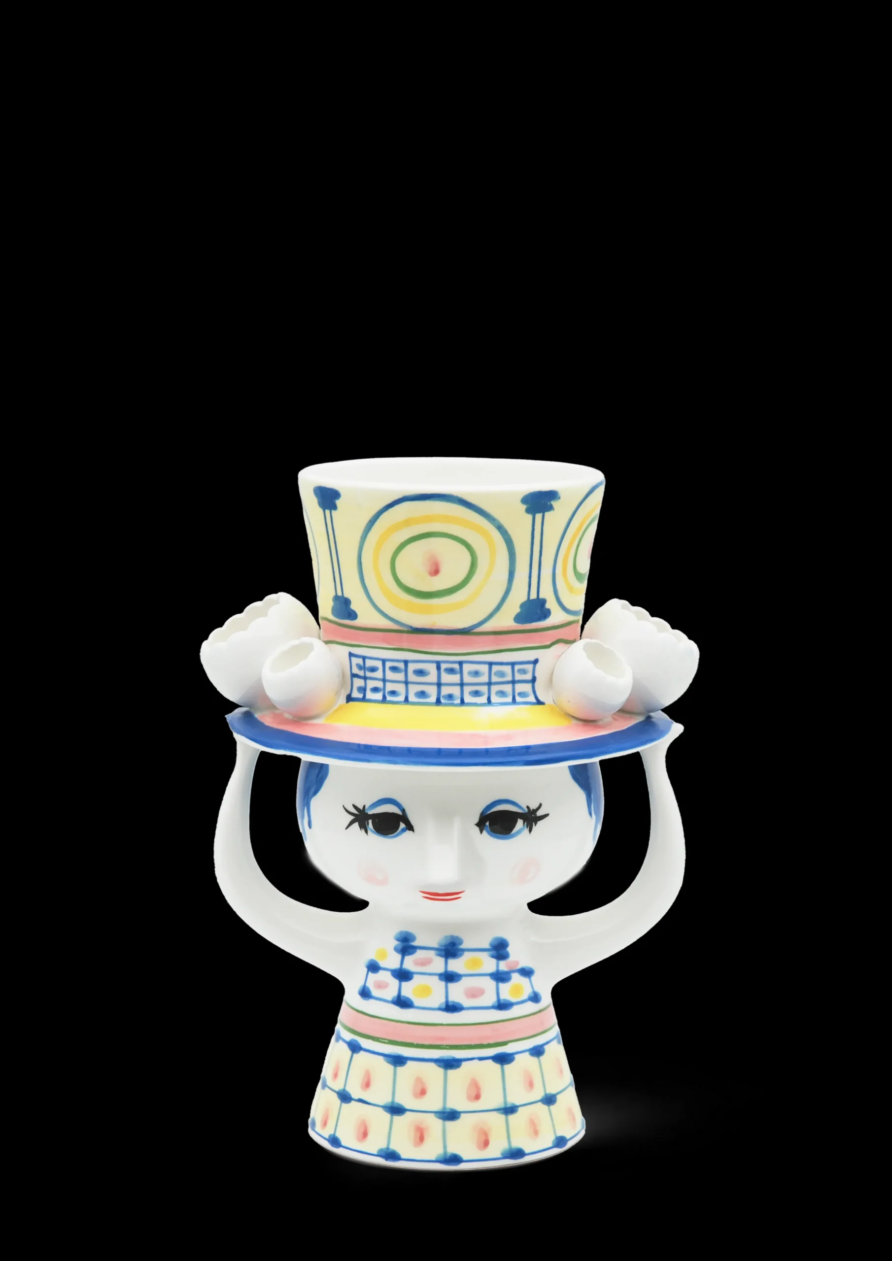 Bjørn Wiinblad Lady with hat Vase H20.5 cm blå - Kjøp nå