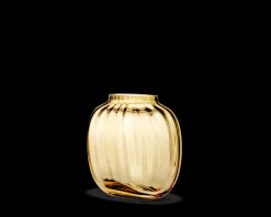 Holmegaard Primula Oval Vase H12.5 amber