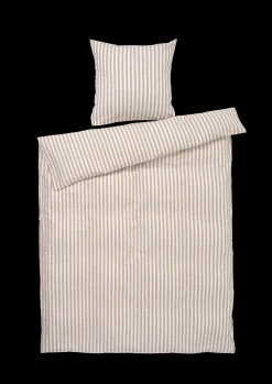 JUNA Bæk&Bølge Lines Sengetøy 140x220 cm sand/hvit NO