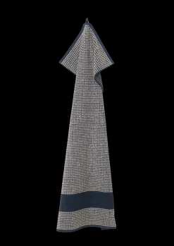 JUNA Check Håndkle 70x140 cm mørk blå/sand