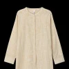 JUNA Monochrome Lines Ida shirt XS oker/hvit