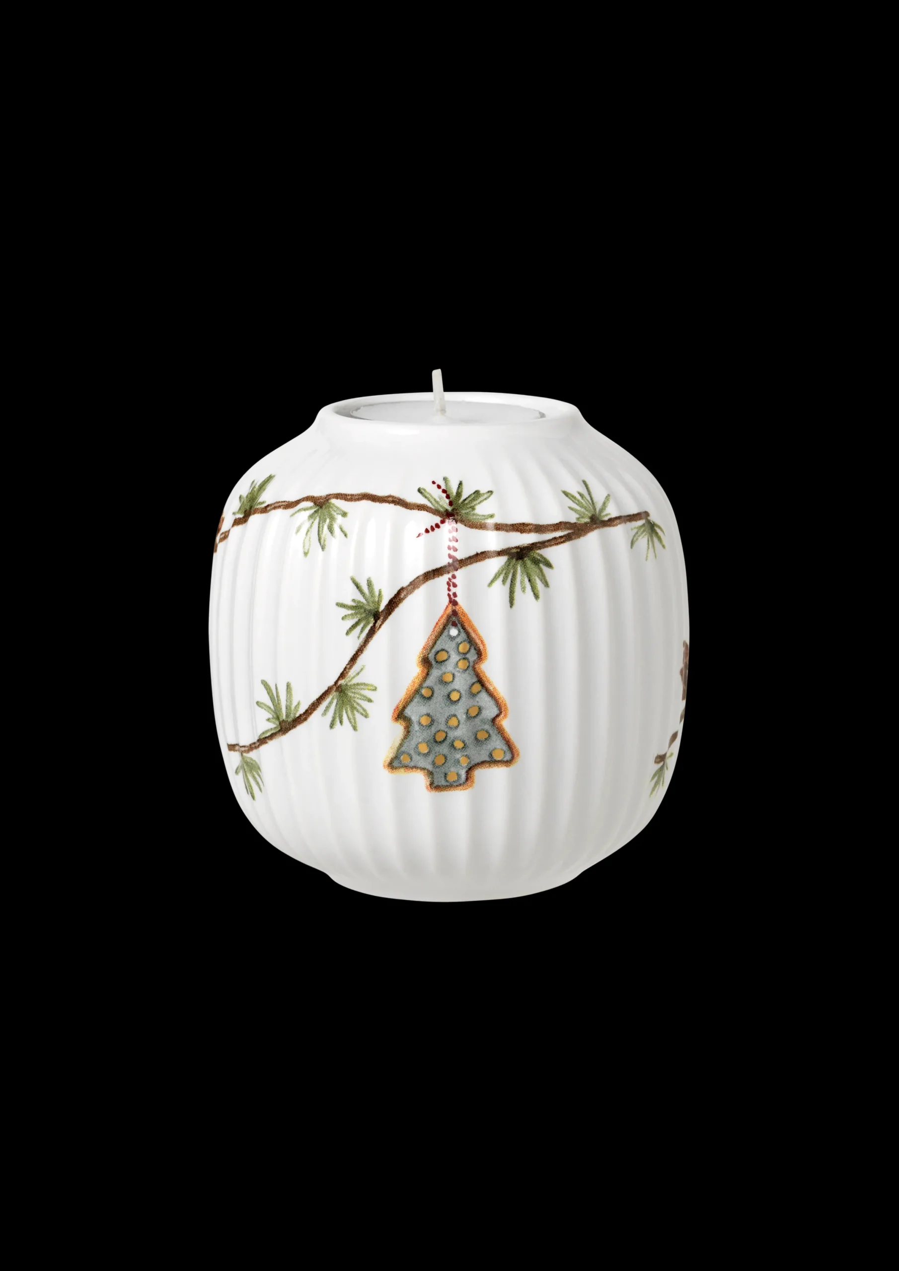 Kähler Hammershøi Christmas Telyslykt Ø9.5 cm hvit m. deko