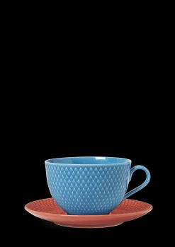 Lyngby Porcelæn Rhombe Color Tekopp med skål blå